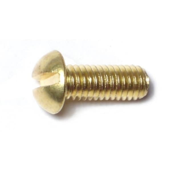 Midwest Fastener #10-32 x 1/2 in Slotted Round Machine Screw, Plain Brass, 24 PK 61452 - main